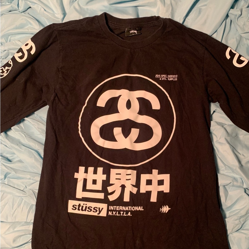 Womens STUSSY long sleeve SHIRT SS Link black SZ Small  logo t